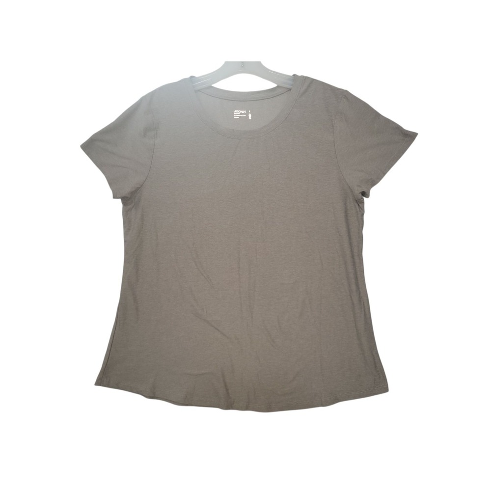 Jockey Women's Khaki Stretch Short Sleeve T-Shirt L Regular Beige Knit Top Tee